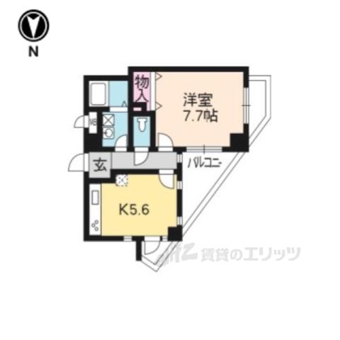 スカイウェイ洛北(1K/4階)の間取り写真