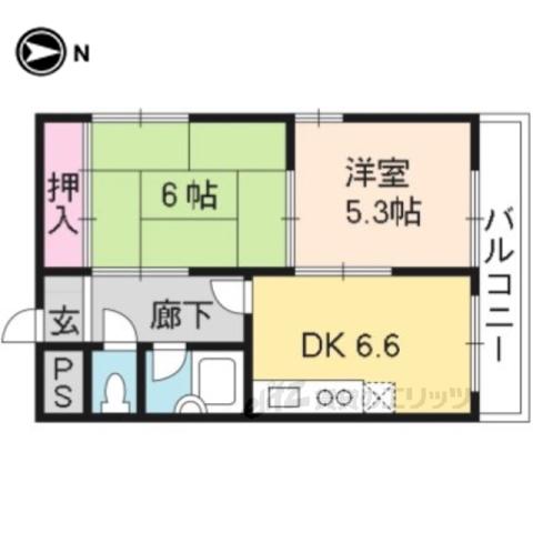 アンジェ北壺井(2DK/3階)の間取り写真
