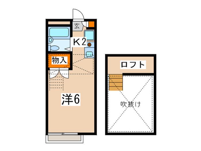 グランセ枡形B棟(1K/1階)の間取り写真