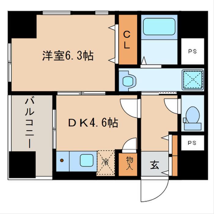 FCORAZON薬院(1DK/4階)の間取り写真