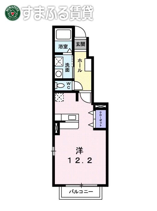 ティアラ城前(ワンルーム/1階)の間取り写真