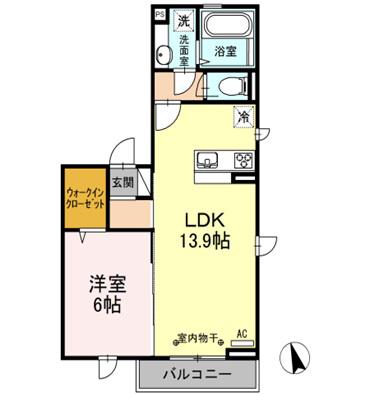ハイムヴァルト(1LDK/1階)の間取り写真