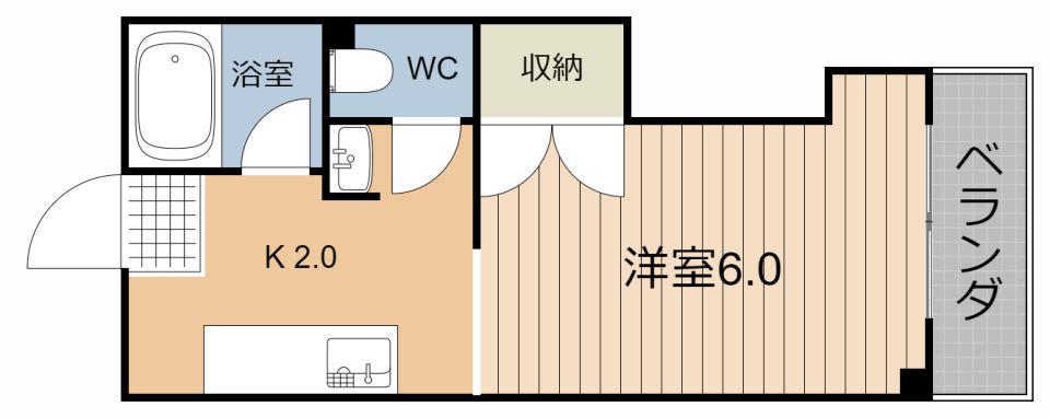 ホワイトコーポ(1K/2階)の間取り写真