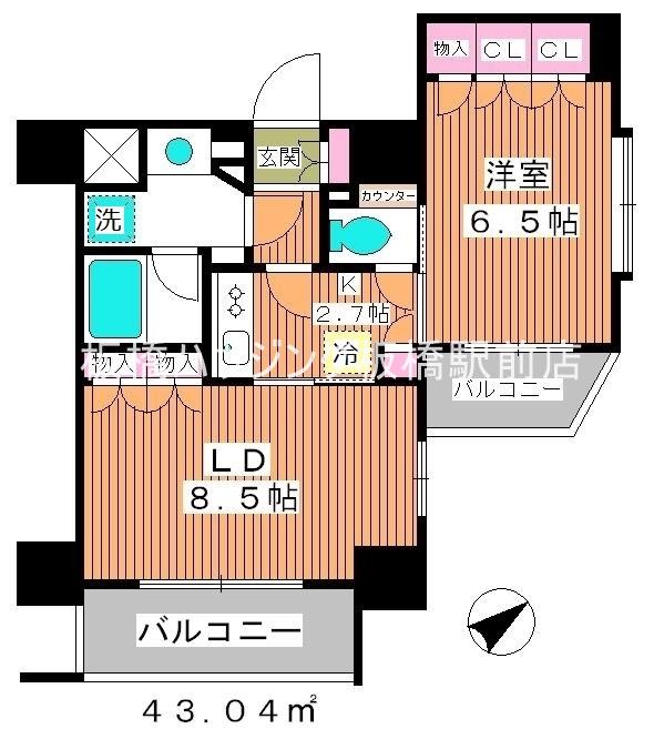 日神デュオステージ板橋駅前(1LDK/6階)の間取り写真