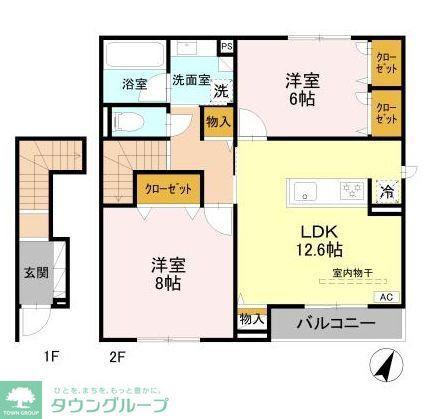 ヴィラノワール N N(2LDK/1階)の間取り写真