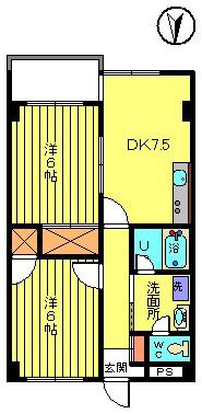 第1彦田マンション(2DK/3階)の間取り写真