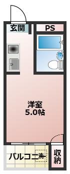 MINTIA城北公園(ワンルーム/1階)の間取り写真