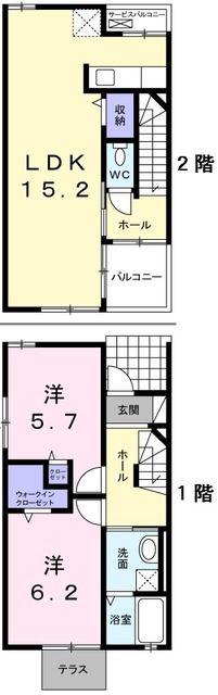 メゾン・ド・ビューII(2LDK/1階)の間取り写真