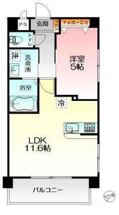 ビナ・グレース(1LDK/2階)の間取り写真