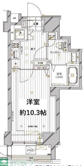 レガリス高円寺II(1K/1階)の間取り写真