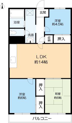 メゾン上高丸(3LDK/2階)の間取り写真