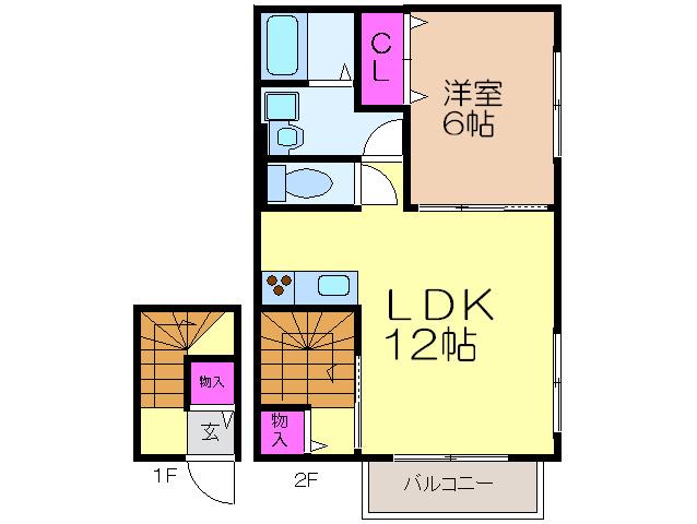 ファインスクエア喜連(1LDK/2階)の間取り写真