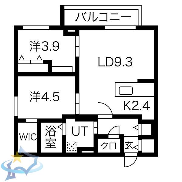 CROSSBELL524(2LDK/4階)の間取り写真