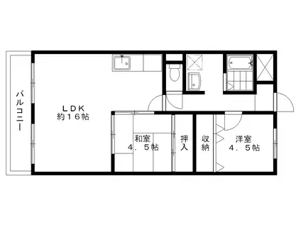 エスト千里丘(2LDK/3階)の間取り写真