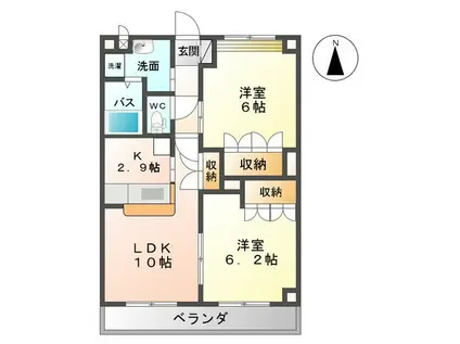 ベルステージ(2LDK/2階)の間取り写真