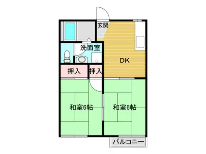 サンエイト(2DK/2階)の間取り写真