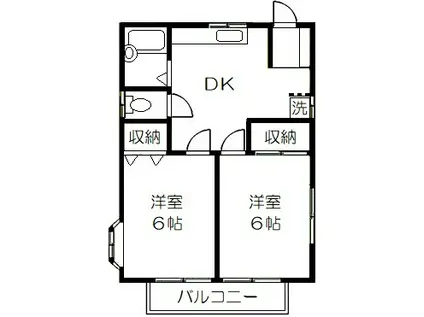 サングリーンB棟(2DK/2階)の間取り写真