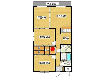 フェイマスKITAMI3番館(3LDK/3階)の間取り写真