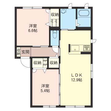 BELLE SAISON A(2LDK/1階)の間取り写真