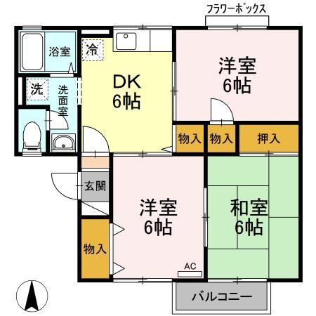 ドミールY(3DK/1階)の間取り写真