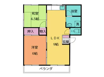 徳川台ハイツ(2LDK/2階)の間取り写真