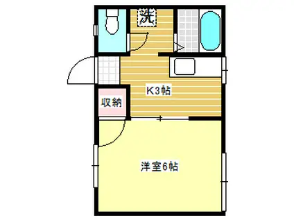 コーポK(1K/2階)の間取り写真