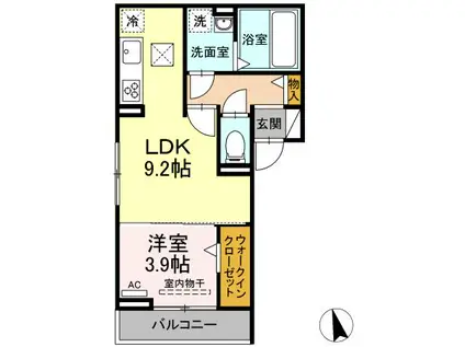 近鉄名古屋線 烏森駅 徒歩5分 3階建 築1年(1LDK/2階)の間取り写真