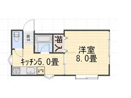 エスポワール錦(1K/2階)の間取り写真