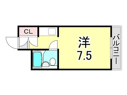 園田大松ハイツ(ワンルーム/4階)の間取り写真