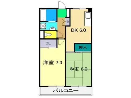 木の丸グリーンハイツ(2DK/2階)の間取り写真