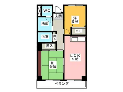 浦口ハウス(2LDK/3階)の間取り写真