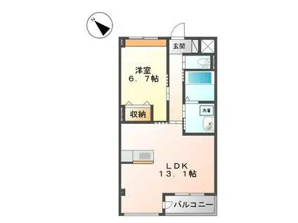 グランディールマンション(1LDK/2階)の間取り写真