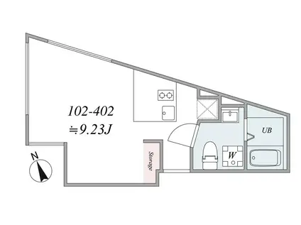 TRIAS285(1DK/1階)の間取り写真