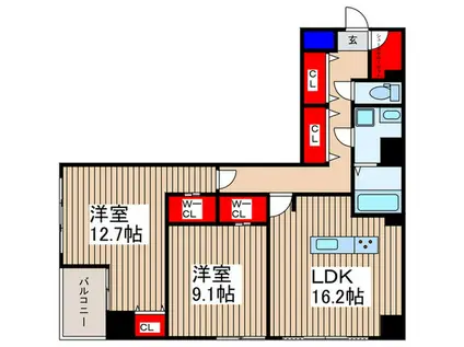 MDビル(2LDK/5階)の間取り写真