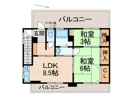 堀止マンション(2LDK/2階)の間取り写真