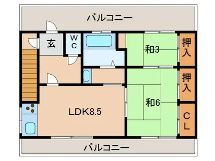 堀止マンション(2DK/2階)の間取り写真