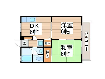サンガーデン菊田(2DK/2階)の間取り写真