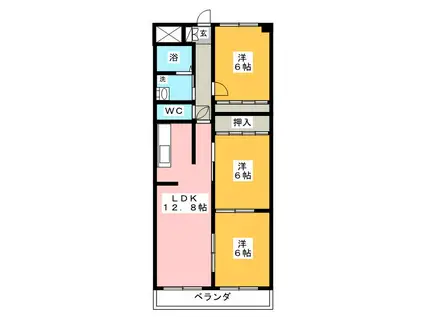 マンション幸(3LDK/4階)の間取り写真