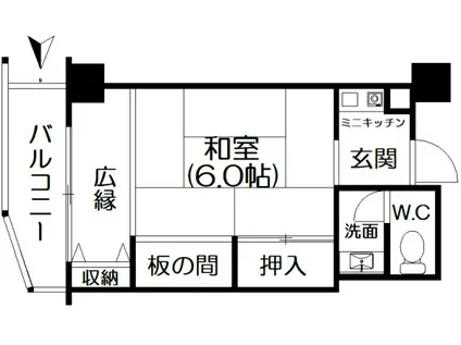 シャトーテル赤根崎(1K/11階)の間取り写真