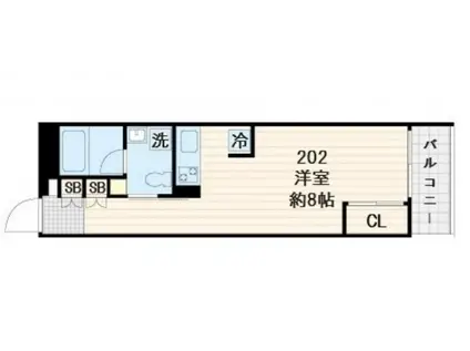 FULLEA世田谷III(ワンルーム/2階)の間取り写真