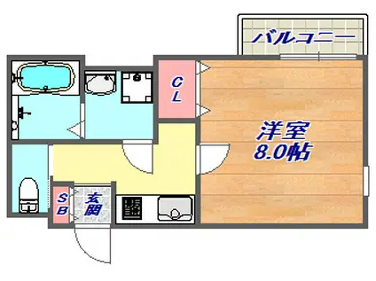 エトワール六甲(1K/2階)の間取り写真