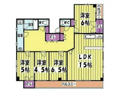M・Kビル竹の塚(4LDK/6階)の間取り写真