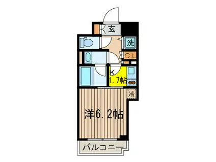 プライア渋谷(1K/16階)の間取り写真