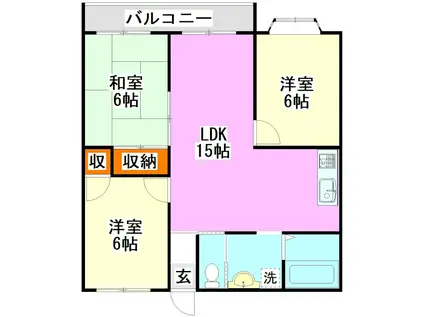 横田アパート(3LDK/1階)の間取り写真