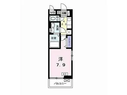 フェリーチェ五井(1K/1階)の間取り写真