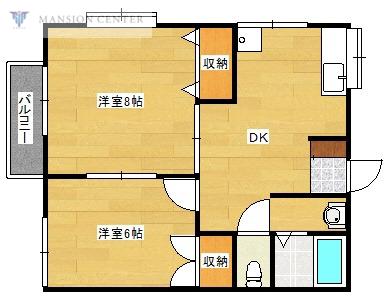 ブリリアントII(2DK/2階)の間取り写真