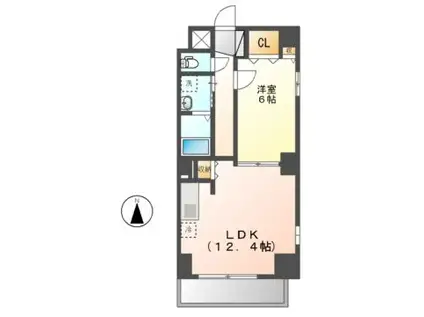 ピースクエアシュモク(1LDK/4階)の間取り写真