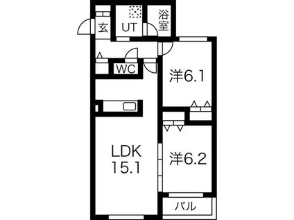 CASA MIYANOMORI(2LDK/4階)の間取り写真