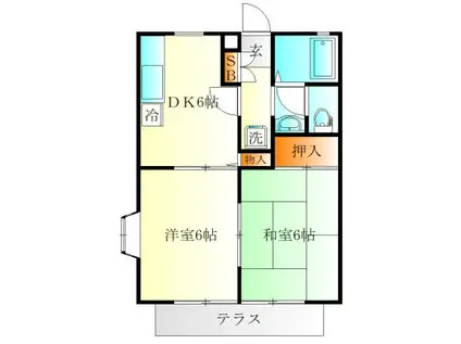 新横浜パークハイムII(2DK/1階)の間取り写真