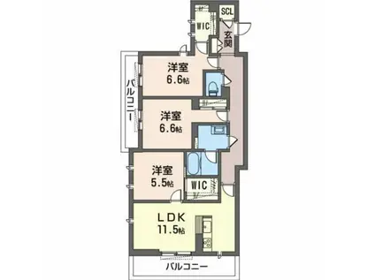 モーニングヒルズ(3LDK/2階)の間取り写真